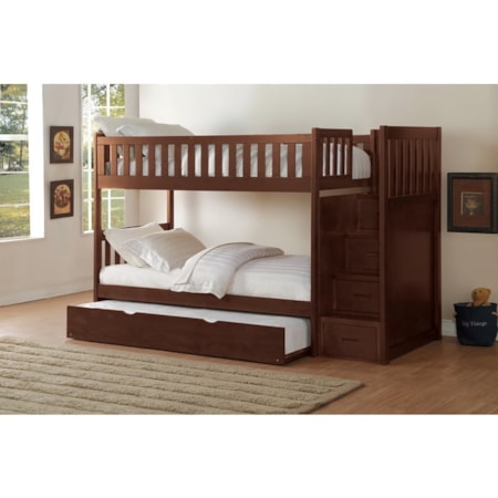 Twin/Twin Step Bunk Bed with Twin Trundle