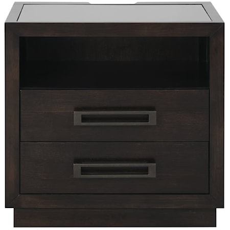 Transitional 2-Drawer Nightstand with LED Lighting