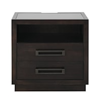 Transitional 2-Drawer Nightstand with LED Lighting