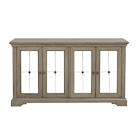 Transitional Mirrored Door Server with Adjustable Shelving