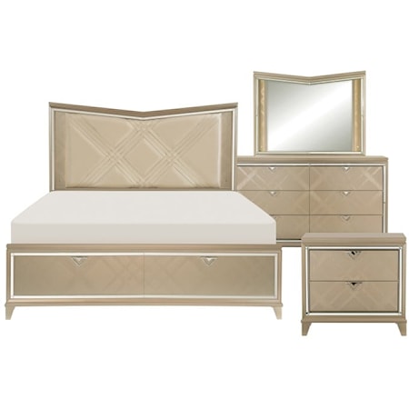 Glam 4-Piece Queen Bedroom Set with LED Lighting