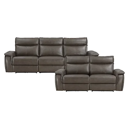 Contemporary Power Reclining Living Room Set with USB Ports
