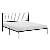 Transitional King Platform Bed with Metal Frame