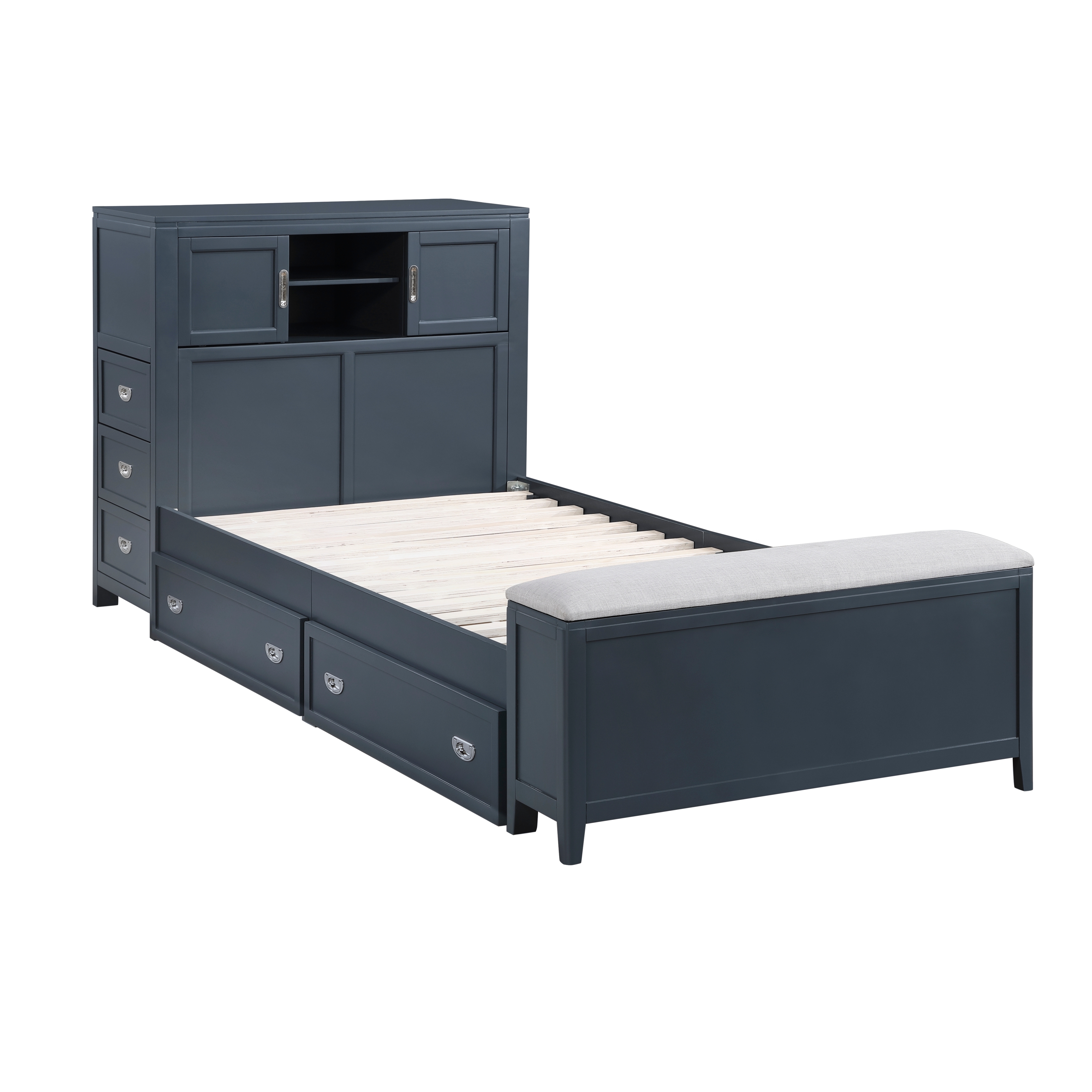 Homelegance Sloane Twin Bookcase Bed with Hidden Desk