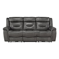 Transitional Power  Double Reclining Sofa with Power Headrests and USB Ports