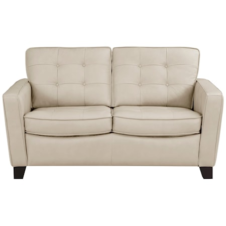Contemporary Tufted Loveseat with Tapered Legs