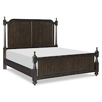 Transitional King Poster Bed with High Headboard