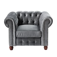 Traditional Chesterfield Accent Chair with Nailhead Trim