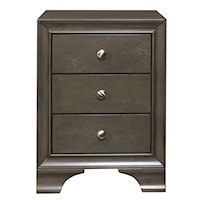 Centralia Transitional  3-Drawer Nightstand with USB Port - Gray