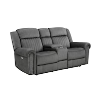 Transitional Power Double Reclining Love Seat with Center Console