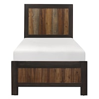 Industial Twin Panel Bed with Multi-Tone Finish Head & Footboard