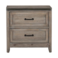 Rustic 2-Drawer Nightstand with Bar Handles