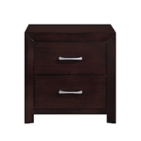 Contemporary 2-Drawer Nightstand with Polished Nickel Hardware
