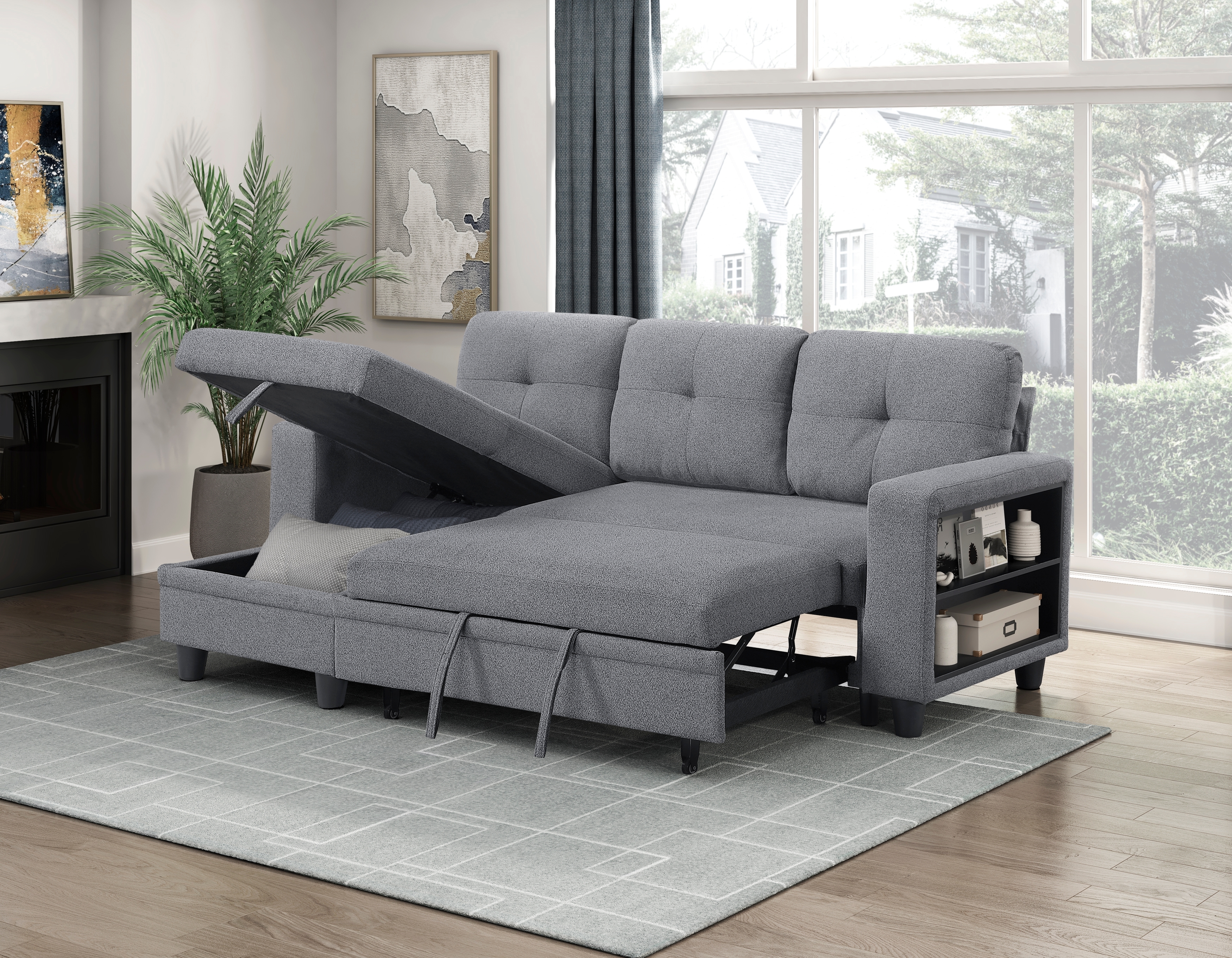 Homelegance Ansley 3-Piece Sectional Sofa with Pull-Out Bed