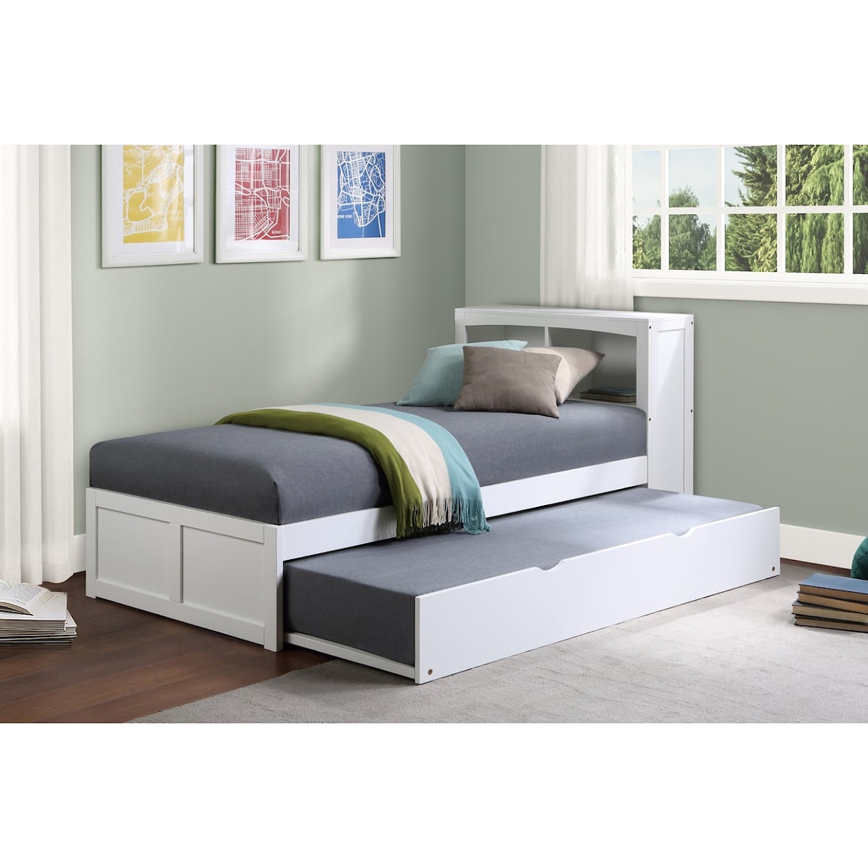 Homelegance Galen Twin Bookcase Bed with Twin Trundle