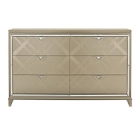 Glam 6-Drawer Dresser with Hidden Jewelry Drawers