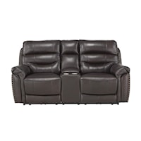 Casual Power Reclining Loveseat with Center Console, Power Headrests, and USB Ports