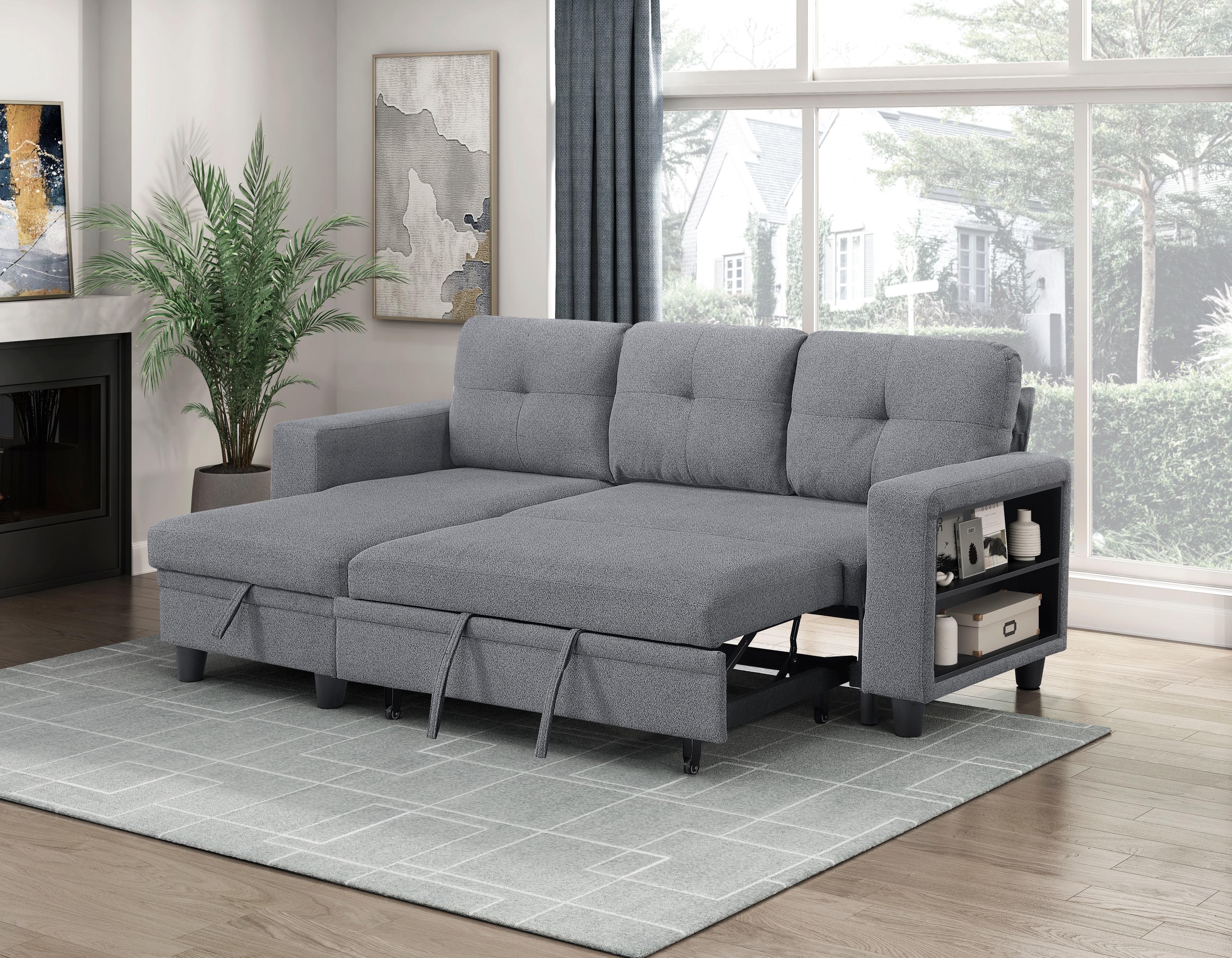 Homelegance Ansley 3-Piece Sectional Sofa with Pull-Out Bed