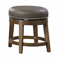 Transitional Round Swivel Stool with Nailhead Trim