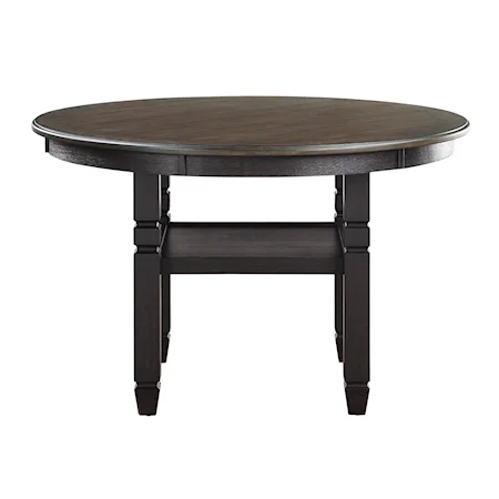 Transitional Round Dining Table with Display Shelf