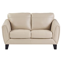 Contemporary Loveseat with Top Grain Leather Upholstery