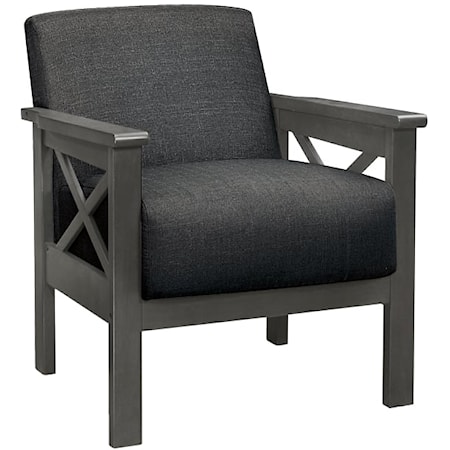 Transitional Accent Chair with X-Framed Wood Arms