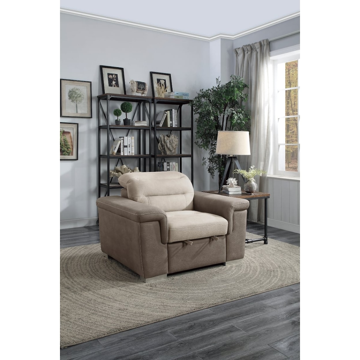 Homelegance Alfio Chair with Pull-out Ottoman