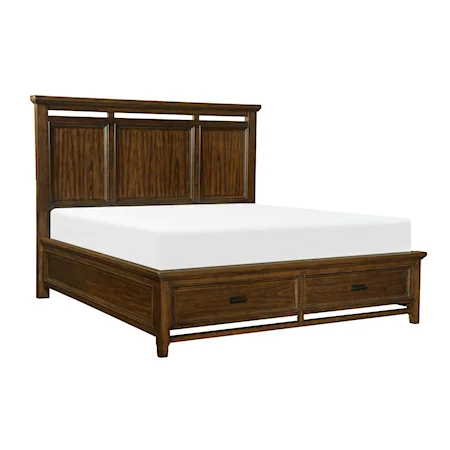 Transitional California King Platform Bed with Footboard Storage