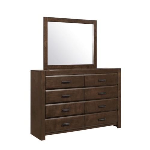 Contemporary 8-Drawer Dresser and Mirror