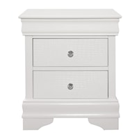 Glam 2-Drawer Nightstand with Faux Crystals Knobs