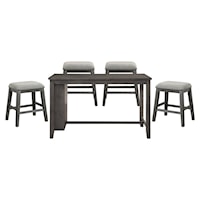 Transitional 5-Piece Counter Height Dining Set with Backless Stools