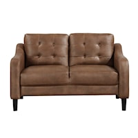 Casual Leather Love Seat with Exposed Legs