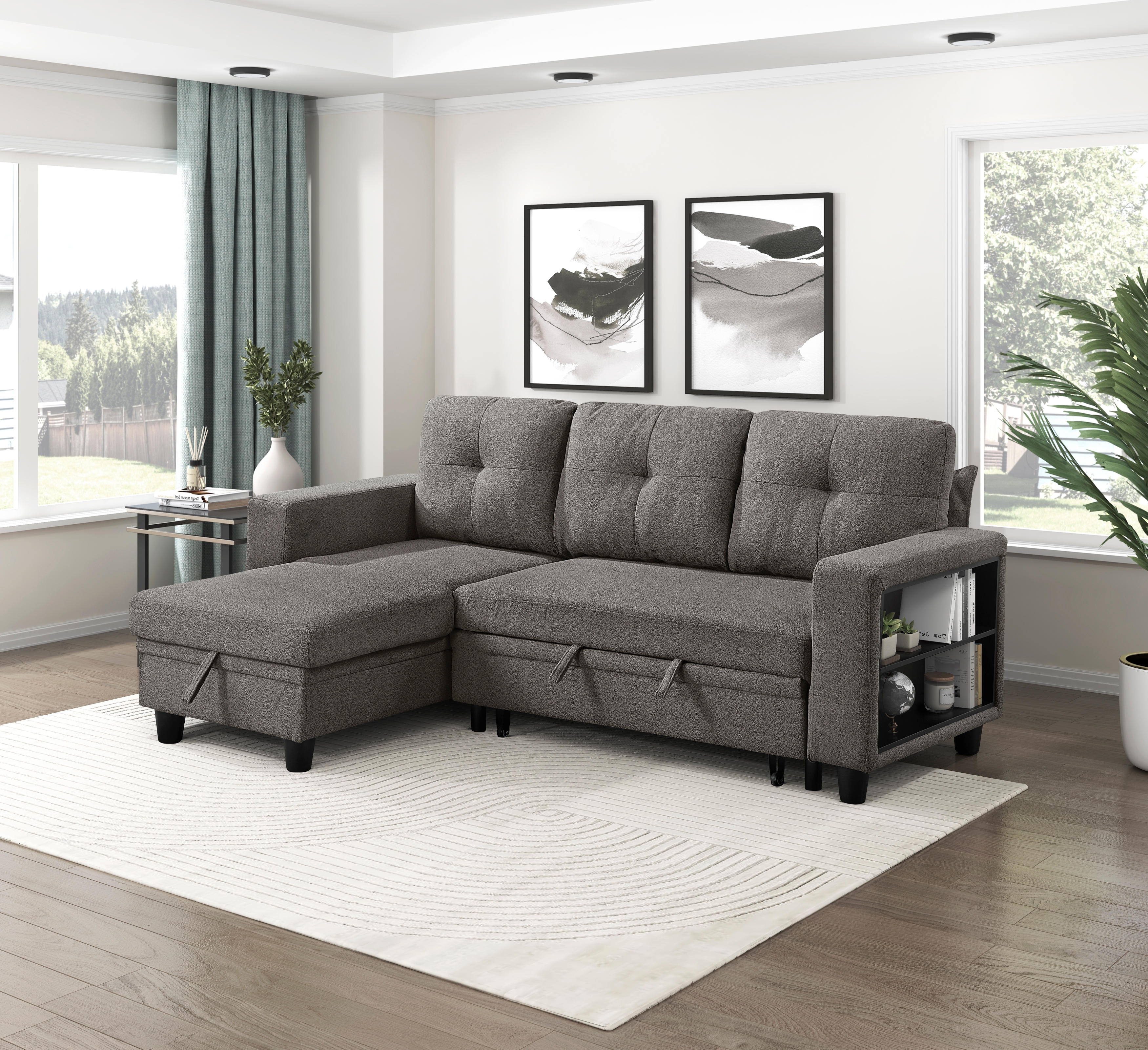 Homelegance Ansley 3-Piece Sectional Sofa with Pull-Out Bed