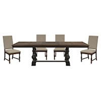 Transitional 5-Piece Dining Set with Nailhead Trimming and Removable Self Storing Leaf
