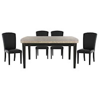 Contemporary 5-Piece Dining Set with Marble Top
