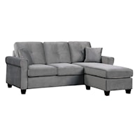 Contemporary Reversible Sofa Chaise with Toss Pillows