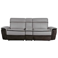 Transitional Power Double Reclining Love Seat with Center Console