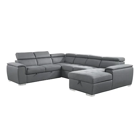Contemporary 4-Piece Sectional Sofa with Pull-Out Bed