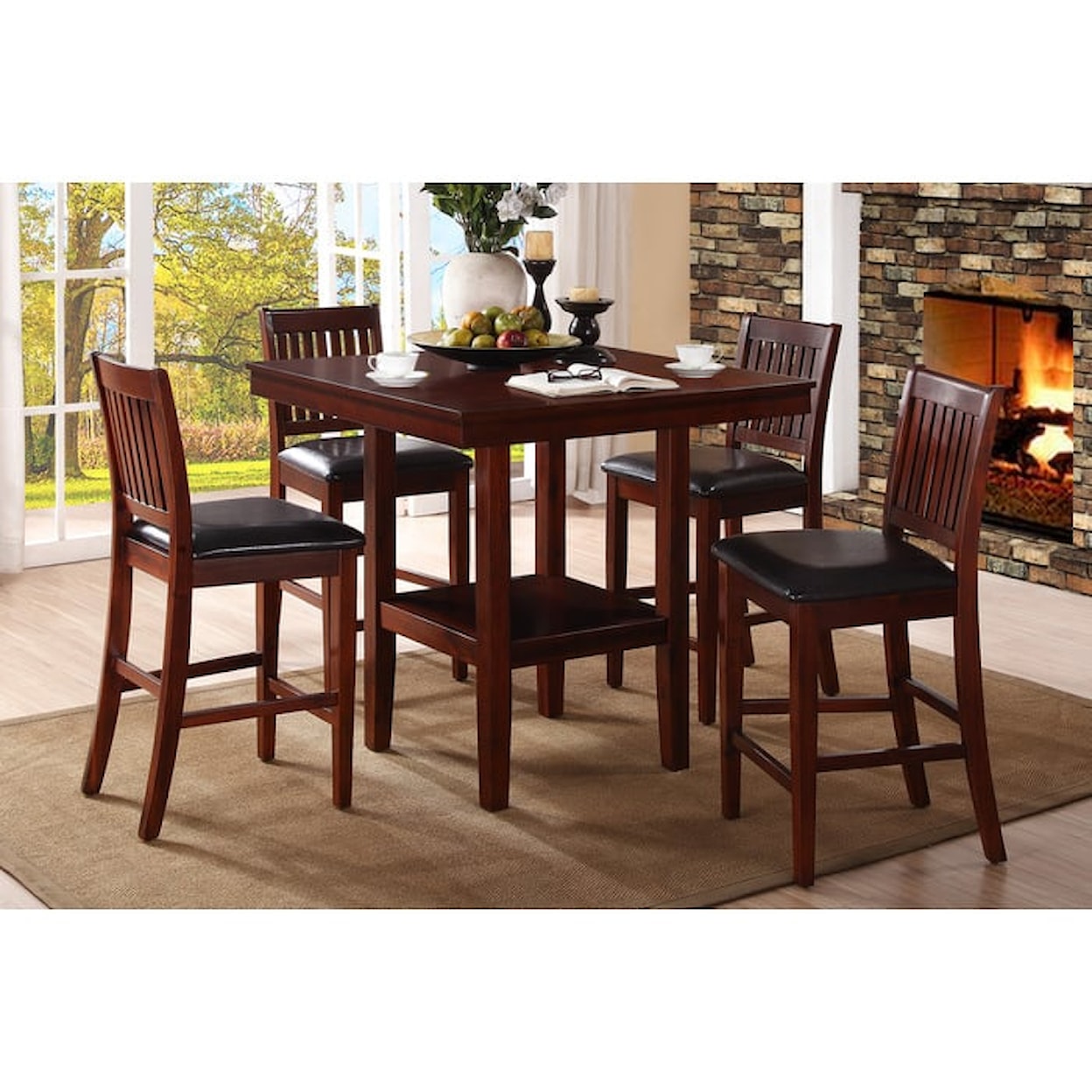 Homelegance Furniture Galena 5050 5 Piece Counter Height Table & Chair Set