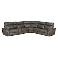Casual 6-Piece Modular Power Reclining Sectional with Power Headrests