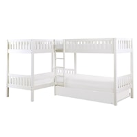 Transitional Corner Bunk Bed with Twin Trundle