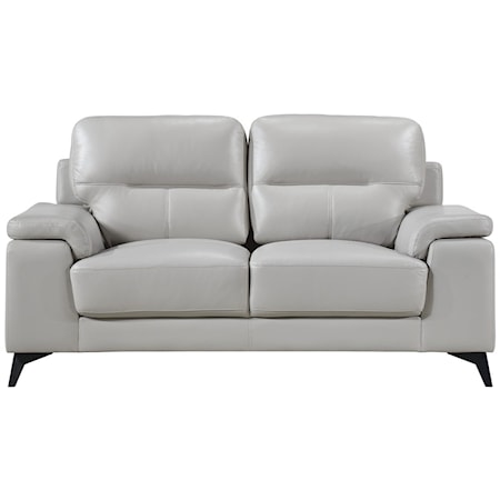 Contemporary Loveseat with Exposed Metal Feet