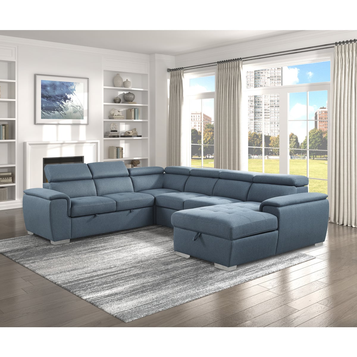 Homelegance Berel 9355BU*42LRC Contemporary 4Piece Sectional Sofa with