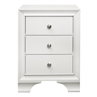 Centralia Transitional 3-Drawer Nightstand with USB Port - White