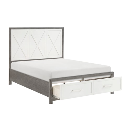 Farmhouse Full Platform Bed with Footboard Storage