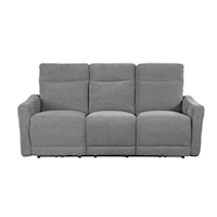 Contemporary Dual Power Reclining Lay Flat Sofa with Power Headrests and USB Ports