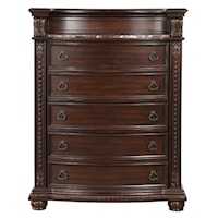 Traditional 5-Drawer Bedroom Chest with Marble Insert