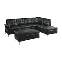 Contemporary 3-Piece Sectional Sofa with Right Chaise and Ottoman