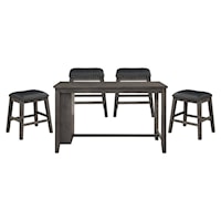 Transitional 5-Piece Counter Height Dining Set with Built In Display Shelves and Nailhead Trimming