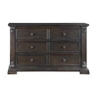 Traditional 6-Drawer Dresser with Scrolled Accents